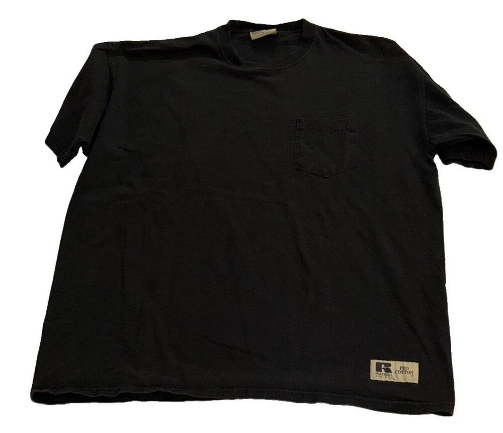Russell Athletic Pro Cotton Men’s XL Black Pocket T Shirt Made in El Salvador